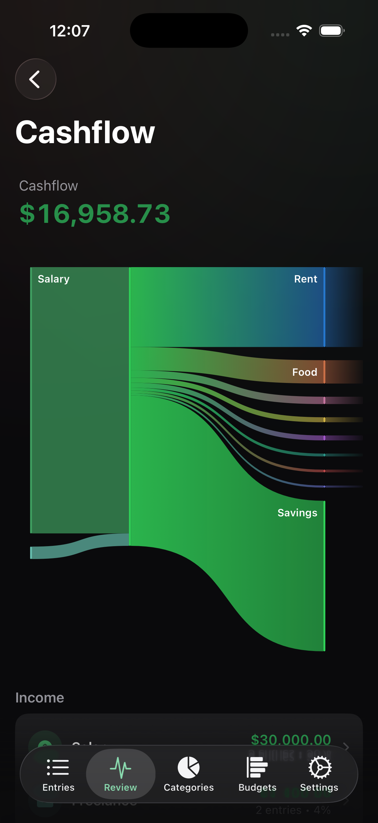 balancebook Sankey cashflow screen